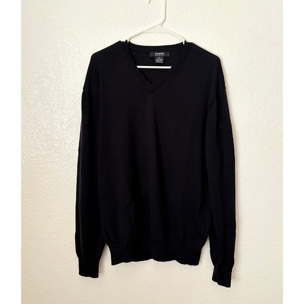 Giorgiolini Italian 100%‎ Merino Wool Extra Fine V Neck Sweater Preppy Luxury XL